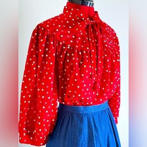 Vintage blouse with micro heart print ❤️❤️❤️ Perfect for Valentine’s Day!